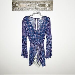 Anthropologie Some Days Lovin Purple Boho Long Sleeve Romper Dress XS